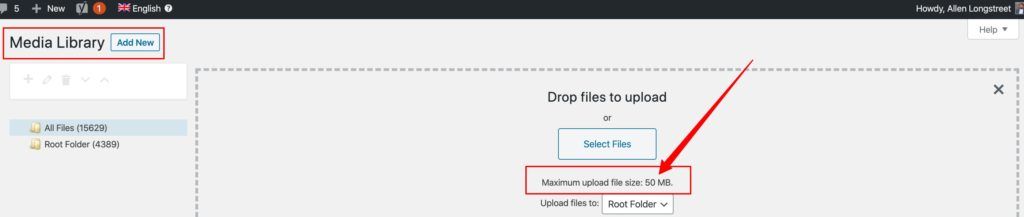 WordPress video hosting upload limit: 50 mbs