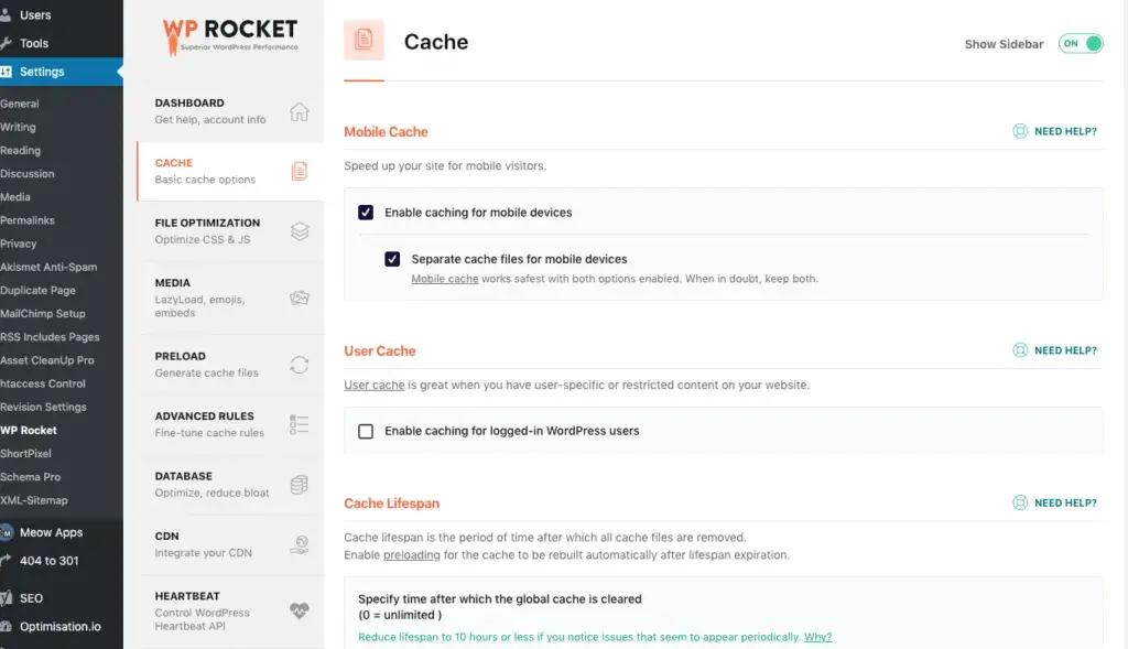 wp-rocket and site speed