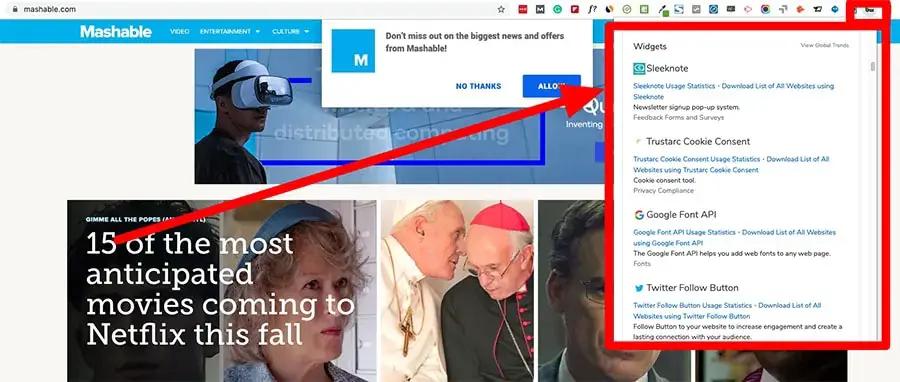 how to see what technology a website is using