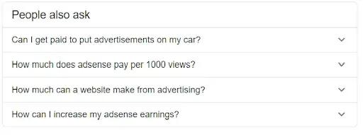 People Also Ask Google Results