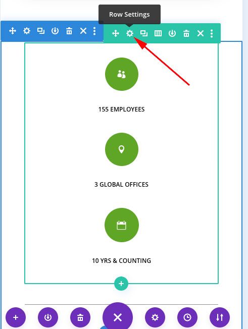 Divi Row settings