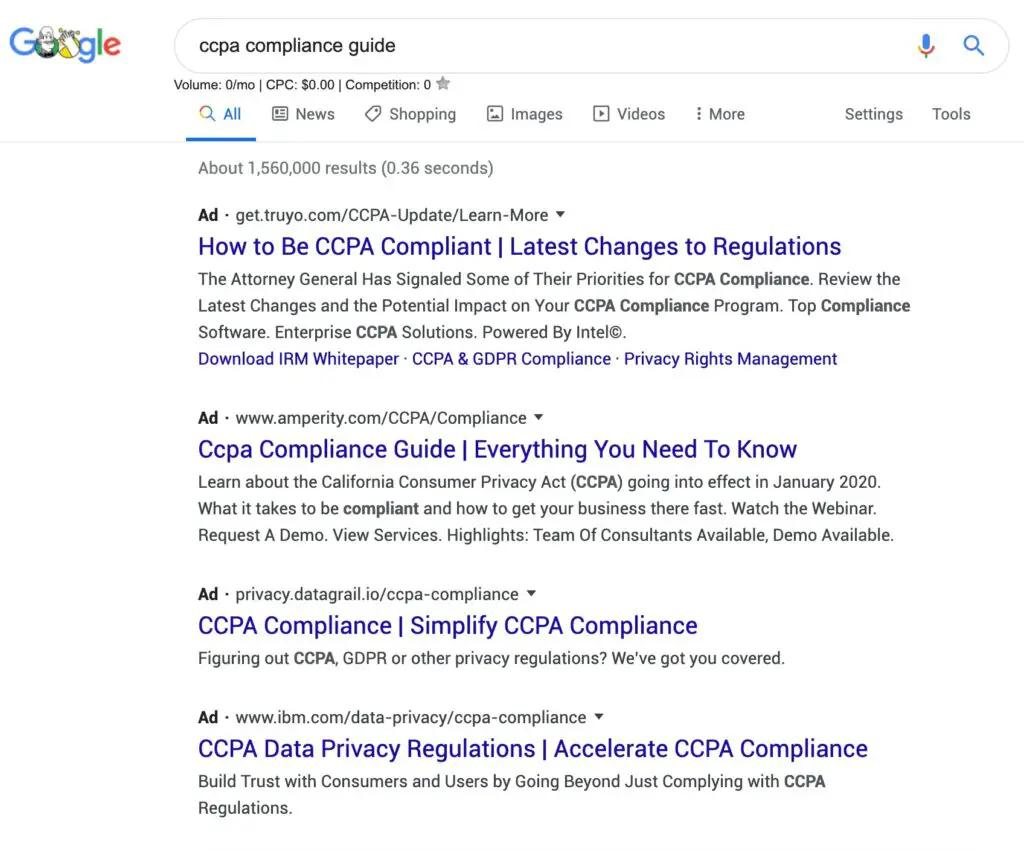 Cluttered SERP with too many ads at the top: These SERPS are not ideal to get Google Featured Snippets