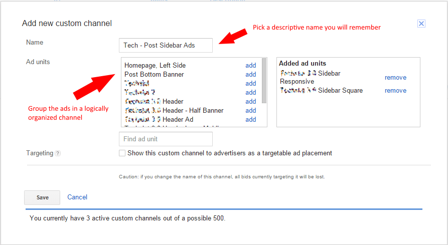 adsense custom channel