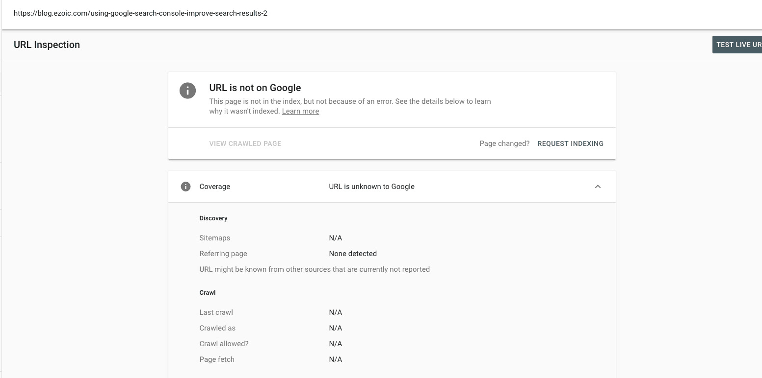 crawl my url to see if it can be found in google