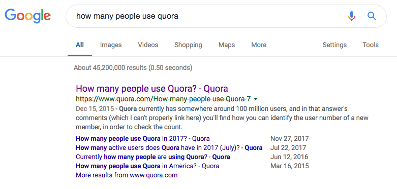 quora content sharing traffic