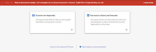 Google Keyword Planner tool